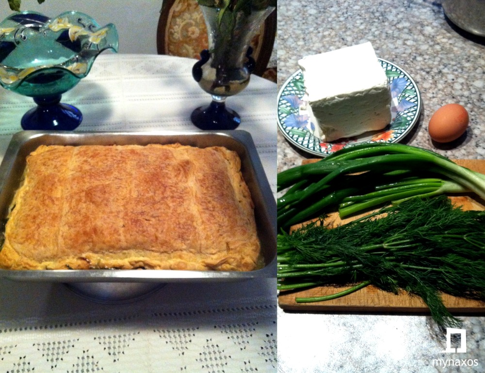 Πίτα με άγρια χόρτα και ναξιώτικα τυριά